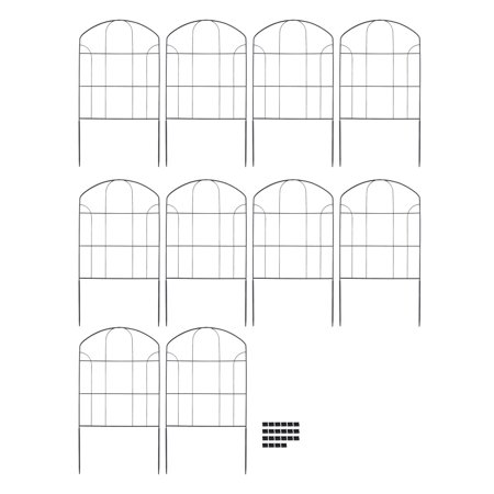 YAHHU Iron Garden Fence Panel – 13.8"x17.3" Arched Metal Wire Border for Pet, Chicken, and Flower Bed Protection