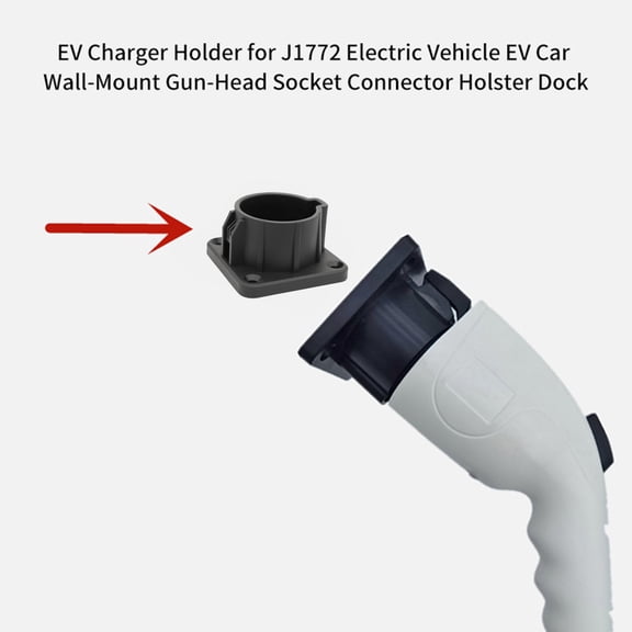 YAHHU J1772 EV Charger Holder Wall-Mount Holster Dock for Electric Vehicle Charging Cables, Heavy Duty ABS Plastic Wall Connector Bracket with Installation Accessories, Black