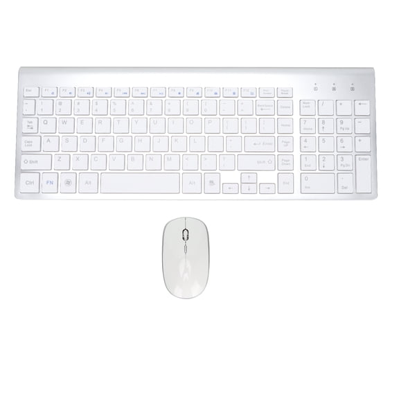 YAHHU Keyboard Mouse Combo 2.4Ghz Wireless Scissor Stylish Compact 102 Keys Silver 17.72 inches / 45 cm Length For PC Windows Mac Office Home Mobile Work Setup Ergonomic Design Standard Layout