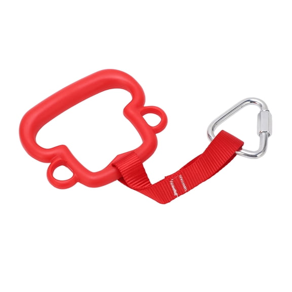 YAHHU Kids Gymnastic Ring ABS Monkey Style Pull Up Rings with Hanging Strap, Outdoor Playground Climbing Equipment Swing Set Accessory, Red