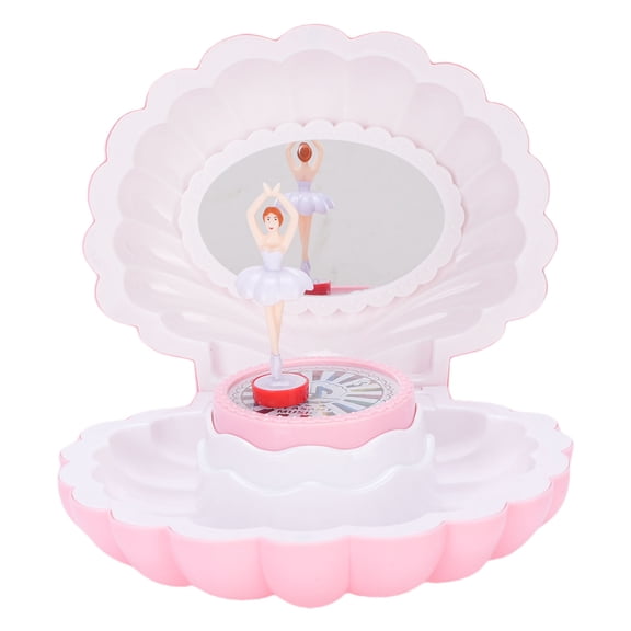 YAHHU Kids Musical Jewelry Box with Colorful Lights Dancing Girl Figure and Makeup Mirror, Pink Rectangular Organizer for Girls Necklaces Rings, Great Birthday Gift, 6.3 Inches