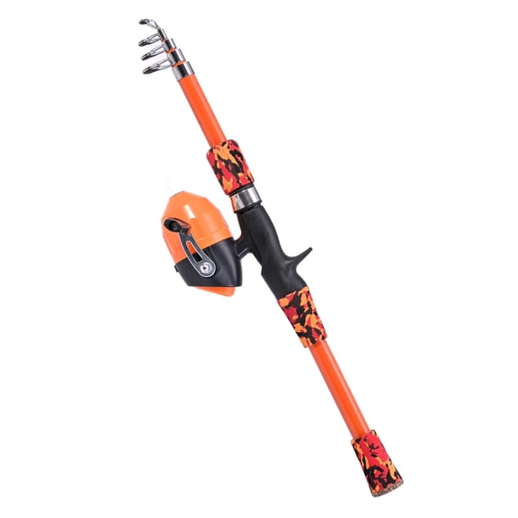 YAHHU Kids Telescopic Fishing Pole & Reel Combo, Spinning Rod for Saltwater & Freshwater, Orange (65 inches / 165 cm)