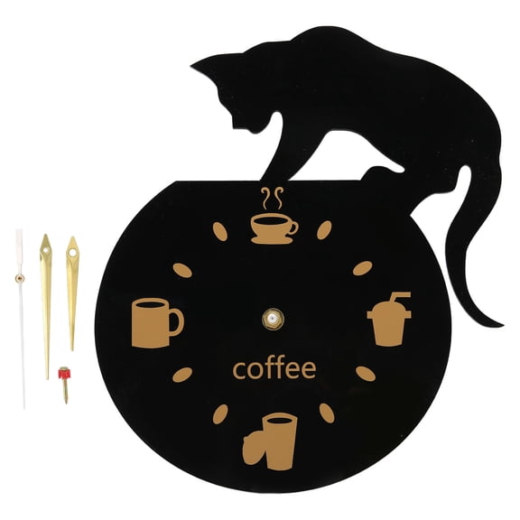 YAHHU Kitchen Wall Clock Coffee Cat 3D Effect, Durable Acrylic Mute Movement, Frameless Design Waterproof Safe Silent Decorative Clock (12.2 inches / 31 cm)