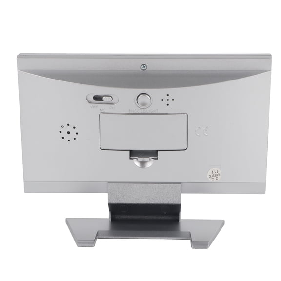 YAHHU LCD Digital Sound Sensor Table Desk Alarm Clock with Calendar and Temp Display, Silver, 5.71 x 4.41 inches