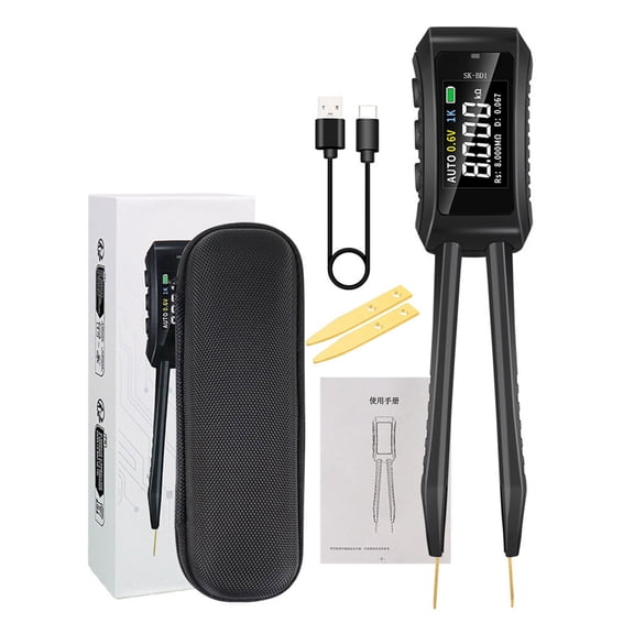 YAHHU LCR Meter Tweezer 10KHz Digital Multimeter Tester with OLED Display for Inductance Capacitance Resistance Diode Auto Component Recognition Electronic Analyzer SK-BD1