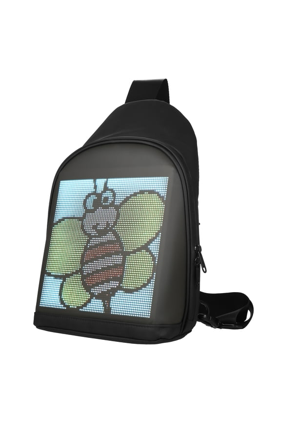 LED Color Screen Sling Bag Customizable App Controlled Backpack Travel Bag with USB Port Crossbody Chest Pack School Bag for Men Women College Students Unisex (7.9 inches / 20 cm)