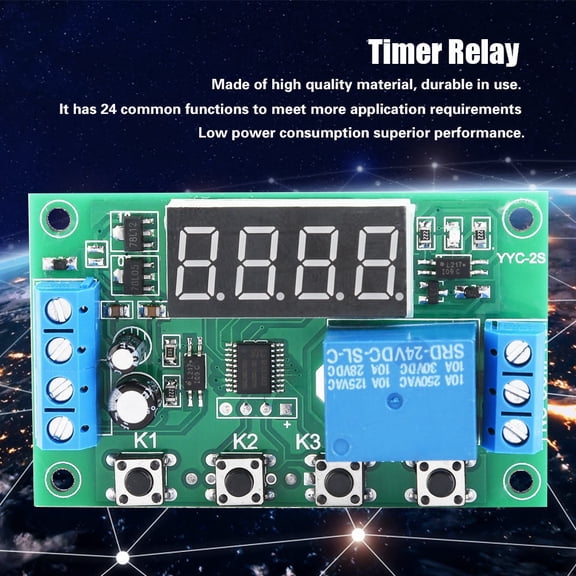 YAHHU LED Display Adjustable Timer Relay Automation Control Switch Module with 24 Functions for Solenoid Valve Motor Water Pump Control, Time Delay Relay Board, DC 24V Input Voltage, 1 Pack