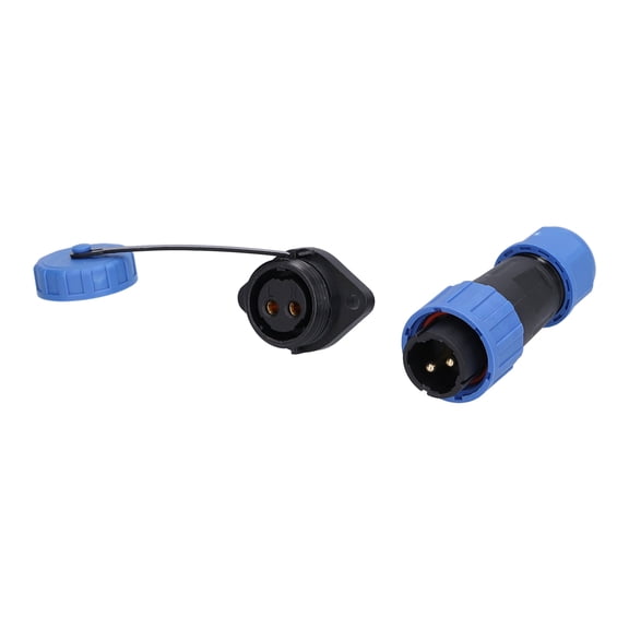 YAHHU LP16 2 Pin IP68 Waterproof Aviation Connector, Male and Female Heavy Duty Power Docking Plug Socket, 250V 20A Flanged Panel Mount Wire Connectors for Outdoor Communication, 0.63 inches / 16 mm