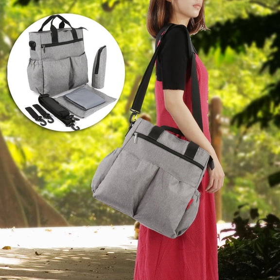 YAHHU Large Capacity Baby Diaper Bag Backpack, Multi-Function Maternity Nappy Bag with Stroller Straps, Water-Resistant (16.54 inches / 42 cm), Gray [cite: 11]