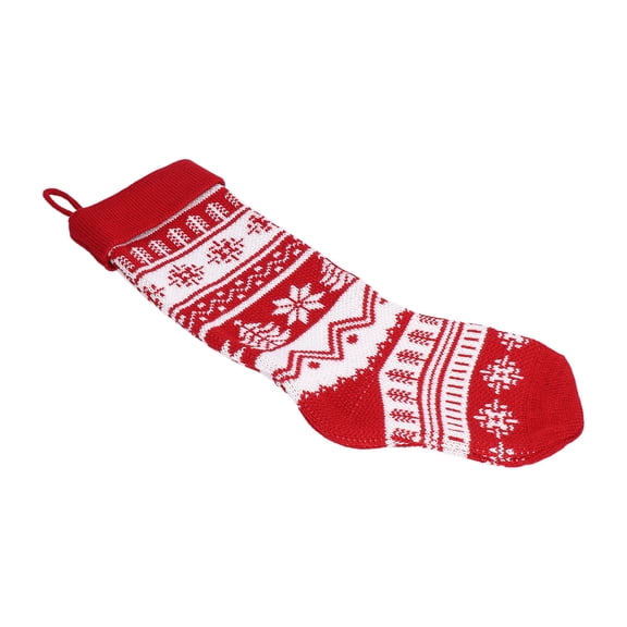 YAHHU Large Knitted Christmas Stocking with Candy Bag Lovely Christmas Decorations Hanging Stockings for Christmas Trees (17.3 inches / 44 cm) Decorative Acrylic Holiday Ornament