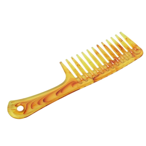 YAHHU Large Wide Tooth Comb Rake Detangling Shower Comb Professional Hair Styling Anti Static Comb for Curly Thick Wavy Wet Dry Hair, Amber Brown, 7.48 inches / 19 cm, Prevent Hair Breakage