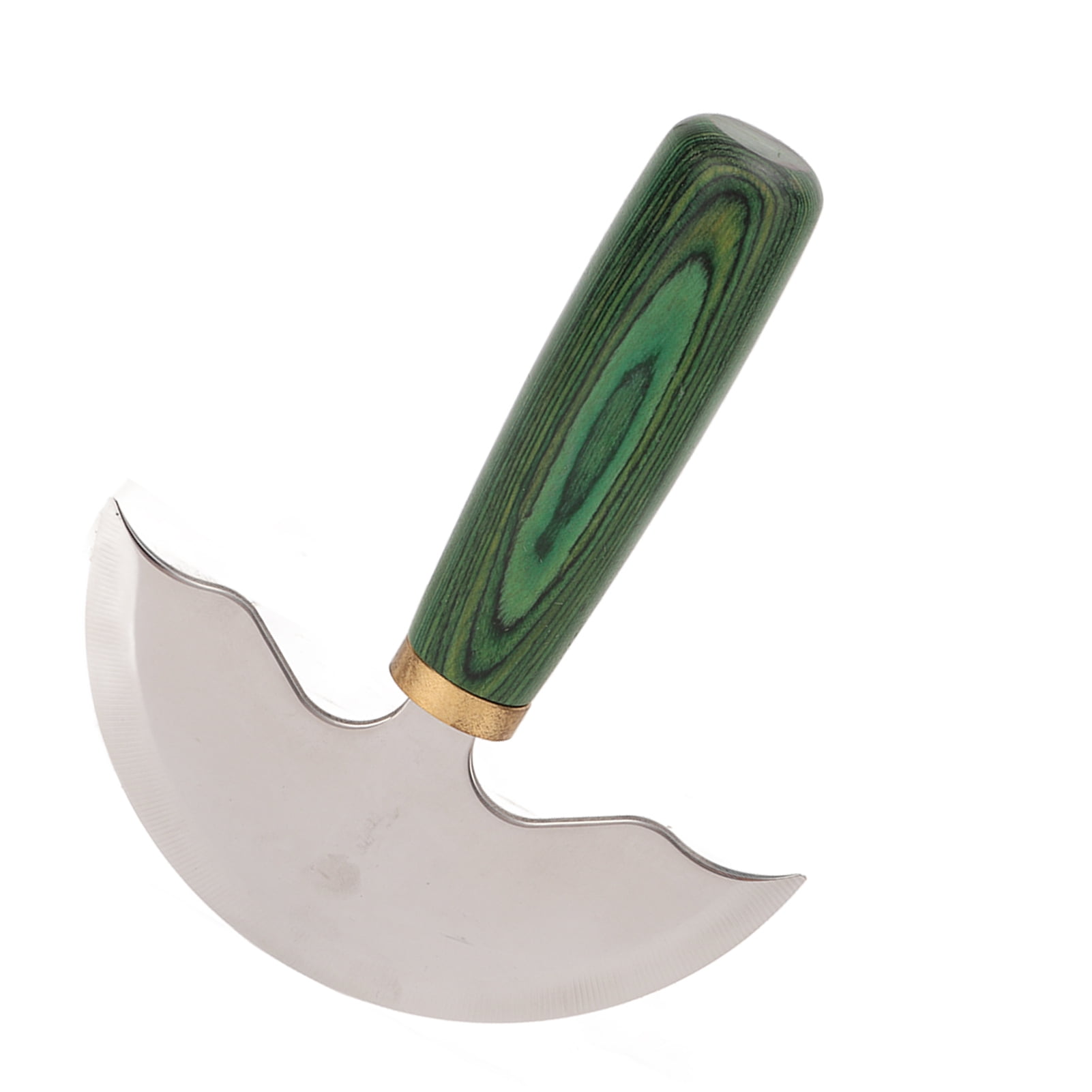 YAHHU Leather Round Head Knife Semicircle Green Wooden Handle Handmade DIY Leathercraft Skiver Trimming Knife Leather Working Tool Set 6.02 x 4.92 inches / 153 x 125 mm