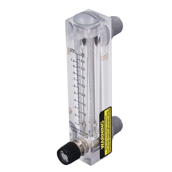 YAHHU Liquid Flowmeter Clear Durable Acrylic Panel Type 0.1-1 GPM Water Flow Meter for Measurement & Control Regulation, ZG1/2in Male / ZG1/4in Female Thread (7.09 inches / 18 cm)