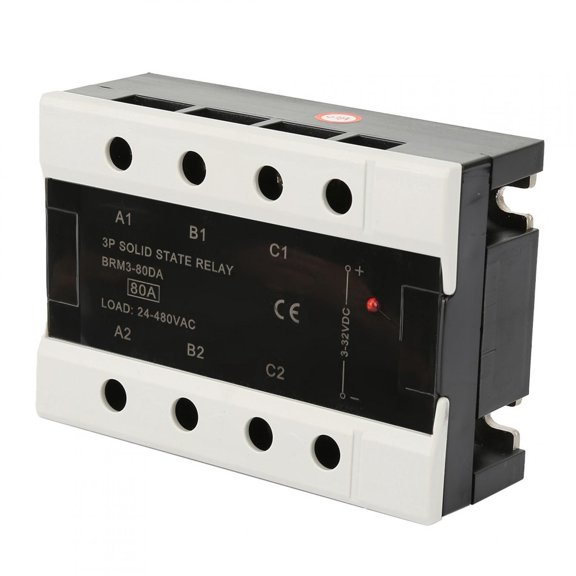 YAHHU Load 24-480VAC Three Phase Solid State Relay, BRM3-80DA DC to AC, 80A 3-32VDC Input, High Power Relay