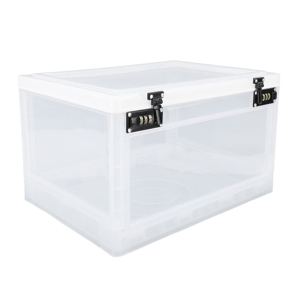 YAHHU Lockable Food Storage Container Medicine Lock Box with 3 Digit Combination Lock Versatile Organizer Case for Home School Office Transparent White (15.75 inches / 40 cm)