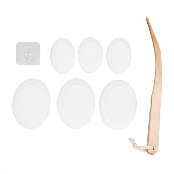 YAHHU LongHandle Back Scrubber & Lotion Applicator  6Piece EVA Pads, Bamboo Handle, Deep Cleansing & SkinSoftening Brush for Men & Women