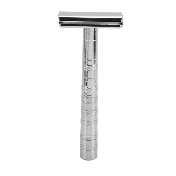 YAHHU Long Handle Double Edge Safety Razor for Men Wet Shaving Kit Washable with 10 Cutters Bright Silver