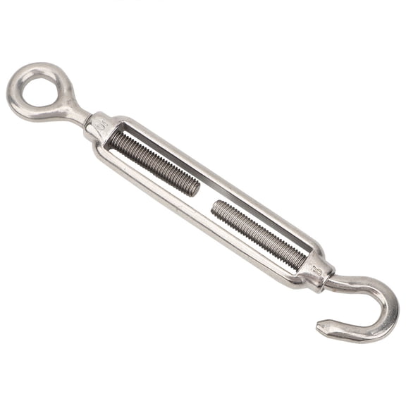YAHHU M10 304 Stainless Steel Adjust Chain Rigging Hook & Eye Turnbuckle, Wire Rope Tensioner, 9.21 inches / 23.4 cm, Silver