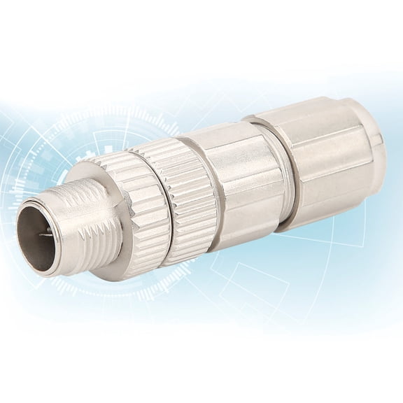 YAHHU M12 Industrial Connector Wiring Parts X-Coding 8-Core 8PIN Male Header All Metal Ethernet, Silver