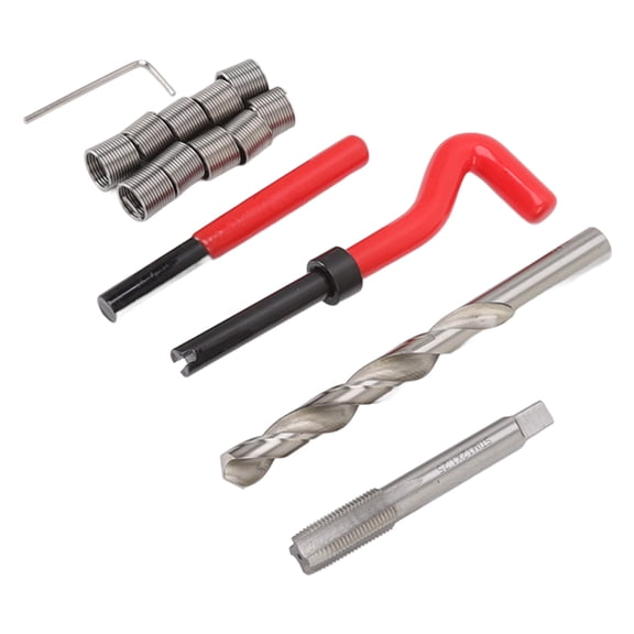 YAHHU M12 X 1.25 Thread Repair Kit High Strength Threaded Insert Tool for Repairing Damaged Threads Automotive Engine Block Restoring Tool Set, Red Color, 15 Pieces