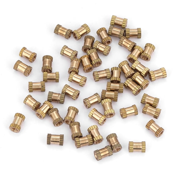 YAHHU M2.5 Brass Cylinder Knurled Round Molded in Insert Embedded Nuts 0.10 inches / 2.5 mm Thread (M2.5x6x3.5, 50pcs)
