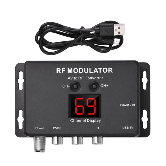 YAHHU M60 RF Modulator AV to RF Converter Video Audio Output Channel Selectable PAL NTSC Home Theater Accessory