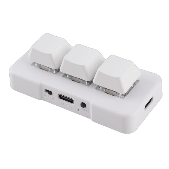 YAHHU MK321U 3 Key Keypad RGB Backlit USB Mini Mechanical Programmable Macro Pad for Computer White
