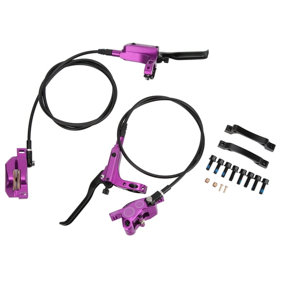 YAHHU MTB Bike 4 Piston Front Rear Hydraulic Disc Brake Mountain Bike CNC Bilateral Oil Brake Purple for 160mm 140mm 180mm Rotors Aluminum Alloy Upgrade Kit