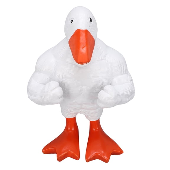 YAHHU Magnetic Key Holder Muscle Duck Plastic Funny Statue Desktop Decor Home Entryway Table, White