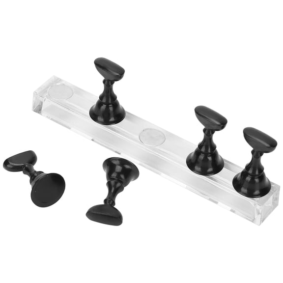 YAHHU Magnetic Nail Art Display Practice Stand Fingernail Tip Holder Manicure Set Tool for Salon or Home Use, Black Color, Compact Size 5.12 inches / 13 cm Length, Ideal for Nail Techs
