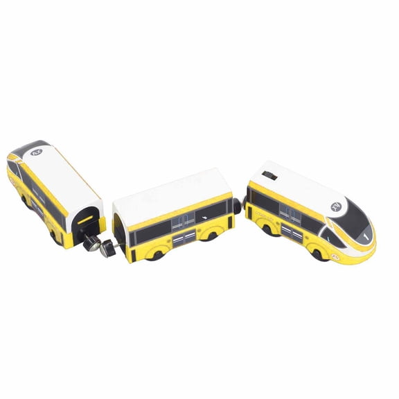 YAHHU Magnetic Toy Train Set Interactivity Educational Motorized Electronic Vehicles Yellow, 15x11x4 Inches / 38.1x27.9x10.2 cm