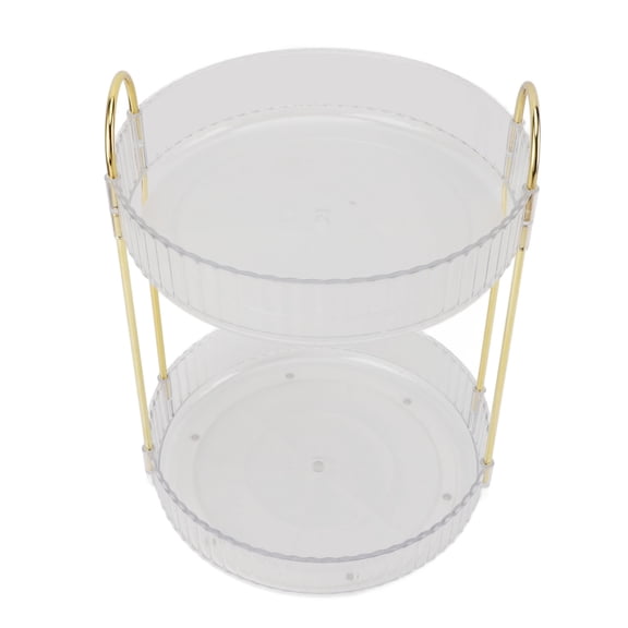 YAHHU Makeup Organizer Rack 2 Tier 360 Deg Rotation Space Saving Cosmetic Countertop Organizer for Bedroom Bathroom Kitchen White (9.06 inches / 23.00 cm Width)