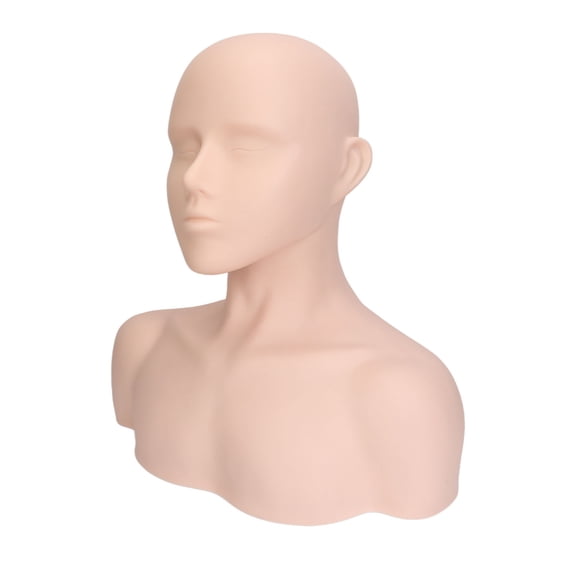 YAHHU Mannequin Head with Shoulder PVC Realistic Makeup Practice Head for Wig Hat Display Eyelash Extensions Massage Cosmetology Training