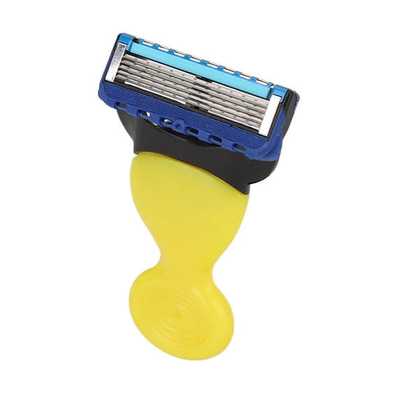 YAHHU Manual Shaving Razor with Rotary Blade Head, 5-Blade Hair Removal Tool with Storage Box, Washable Grooming Essential for Men and Women, Yellow (2.76 inches / 7 cm)
