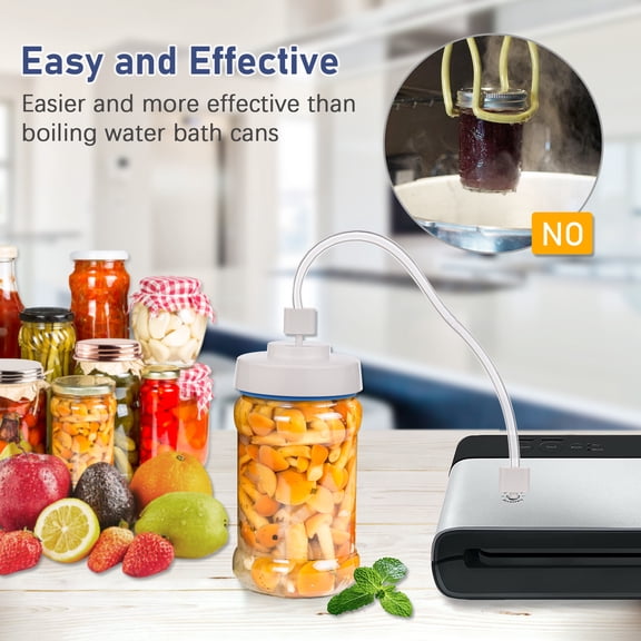YAHHU Mason Jar Vacuum Sealer Sealing Kit with Hose Jar Opener Manual Vacuum Pump for Wide and Regular Mouth Jars Food Storage Keeping Food Fresh and Dry BPA Free Silicone Plastic Material