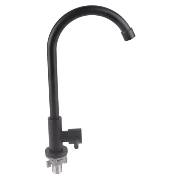 YAHHU Matte Black Kitchen Faucet Single Cold Water Tap Stainless Steel Sink Basin Tap with 90 Degree Rotation and 5.9 Inch Spout Reach Modern Luxury Design for Home Improvement (13.78 in / 35 cm)
