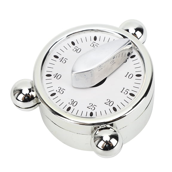YAHHU Mechanical Timer Cooking Reminder Precise Alarm Clock for Kitchen Hairdressing and Beauty Salon Baking Countdown Timer Magnetic Backing Silver
