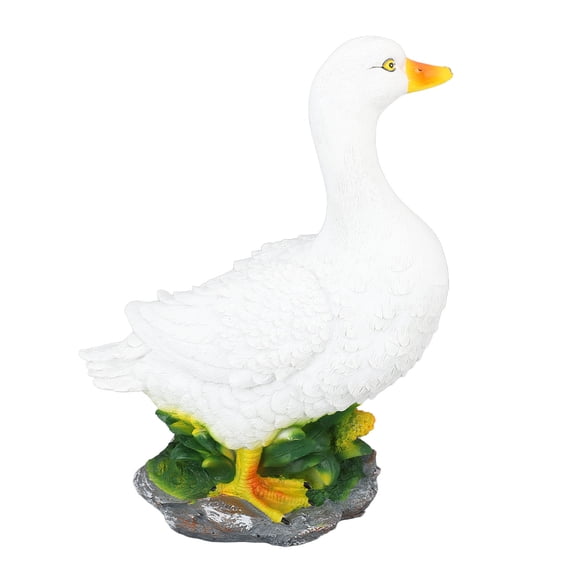 YAHHU Medium White Standing Duck Figurine, 15.75 inches / 40 cm Waterproof Resin Animal Sculpture Ornament for Garden, Lawn, and Outdoor Patio Decor. Perfect Lifelike Statue for Landscaping.
