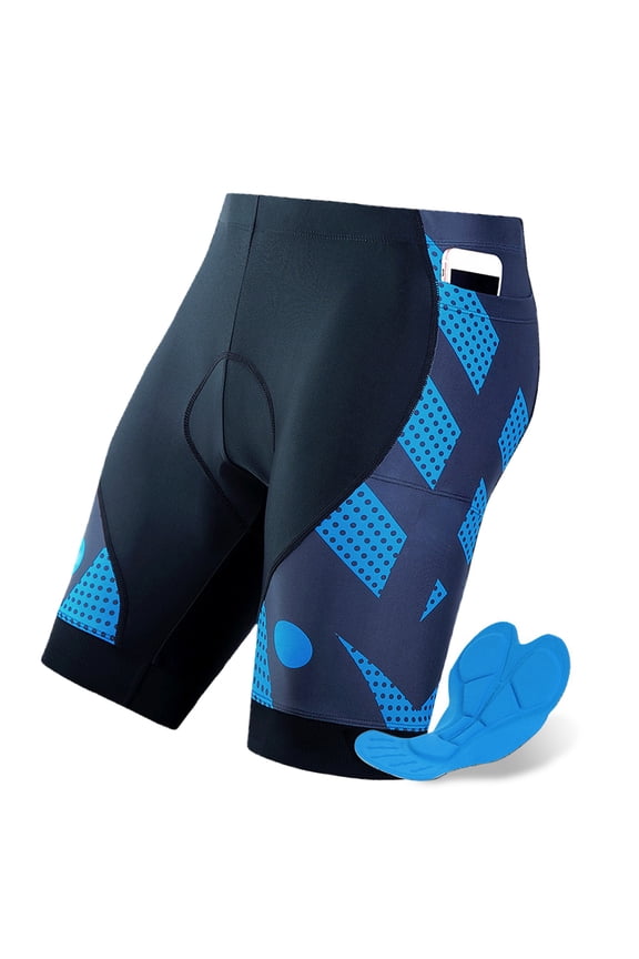 Men's 4D Padded Cycling Shorts Breathable Quick Dry Shockproof Bicycle Half Pants for Mountain MTB Road Biking Sports Activewear, Blue, Medium (18x17x6 cm)