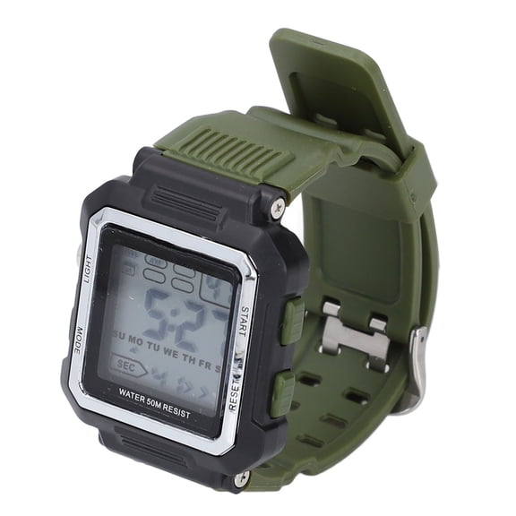 YAHHU Men's Digital Tactical Sport Watch 50M Waterproof LED Backlight Military Watch with Protective Rubber Strap and StopWatch Chronograph OD Green 10.24 inches / 26.0 cm