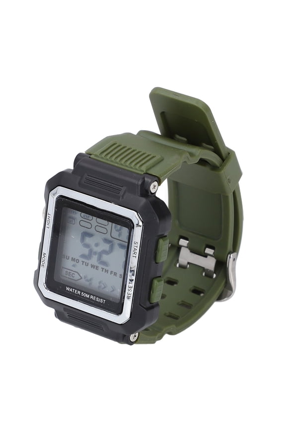 Men's Digital Tactical Sport Watch 50M Waterproof LED Backlight Military Watch with Protective Rubber Strap and StopWatch Chronograph OD Green 10.24 inches / 26.0 cm