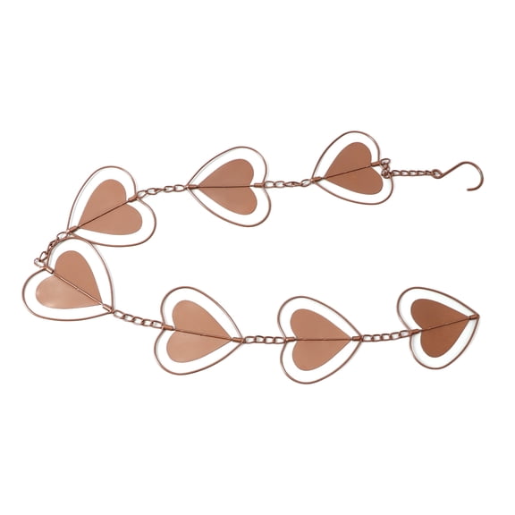 YAHHU Metal Rain Chain Drainage Function Decorative Heart Shape Wind Chime with Hook for Balcony Patio Corridor Garden Outdoor Decor (6.69 inches / 17 cm)