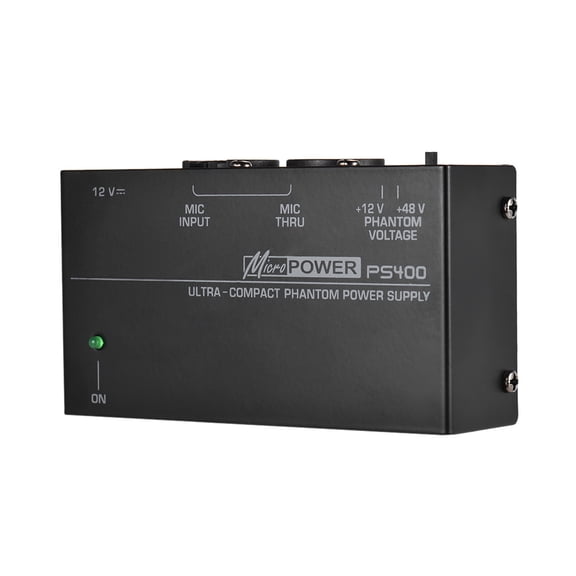 YAHHU Microphone Phantom Power Supply 48V 12V Selectable Low Noise Audio Power Box Metal Shell with EU Plug for Condenser Mics Studio Recording Broadcasting Equipment (4.1 x 2.2 inches)