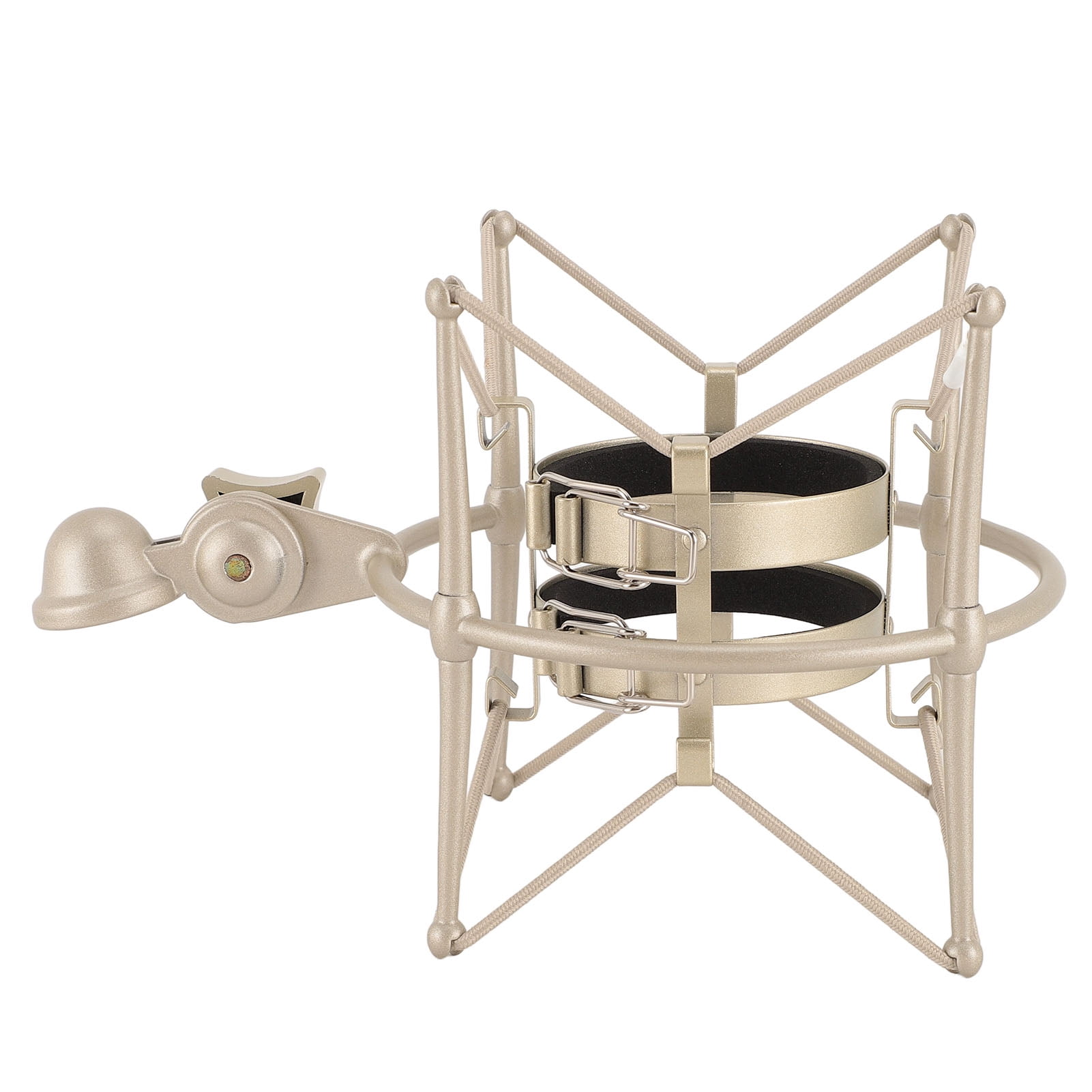YAHHU Microphones Shock Mount 60MM High Isolation Mic Clip Holder Mount Anti Vibration Shock Mount for Broadcasting Recording Studio Gold Metal Zinc Alloy Stand Accessory