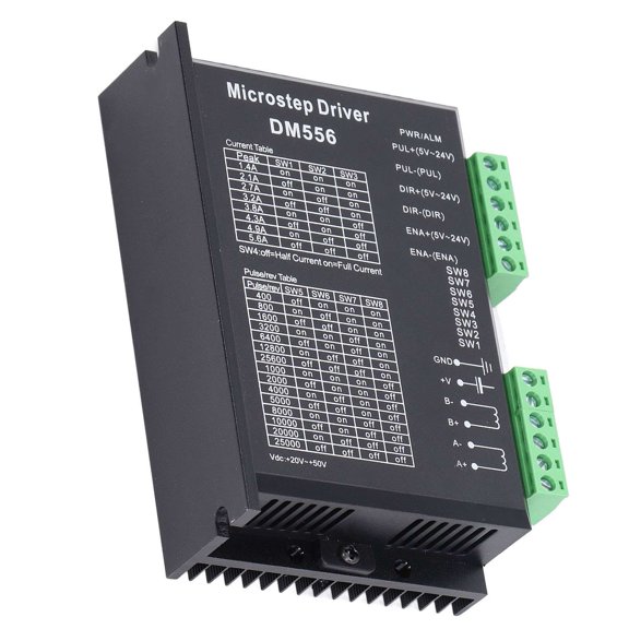 YAHHU Microstep Driver DM556 Digital Stepper Motor Controller 2 Phase 5.6A for NEMA23 NEMA34 57 86 Motors, 18-48V DC PWM Output