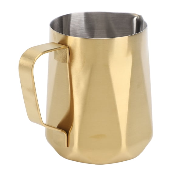 YAHHU Milk Frothing Pitcher 304 Stainless Steel Professional Pointed Spouted Rhombus Pattern Coffee Latte Art Pitcher for Coffee Making 350ml (11.83 oz) Gold Plated