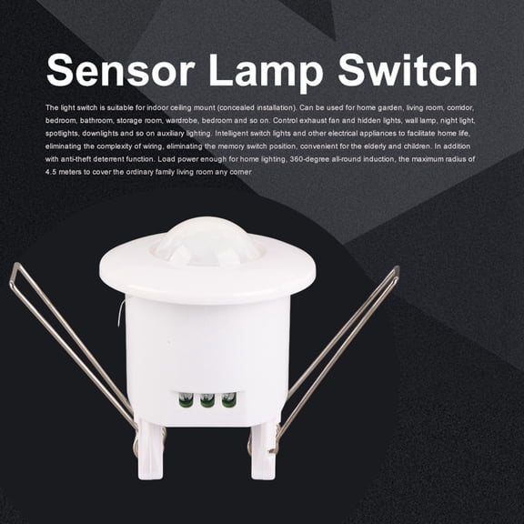 YAHHU Mini Adjustable 360 Degree Ceiling PIR Infrared Body Motion Sensor Detector Lamp Light Switch, 2.6 inches / 6.6 cm