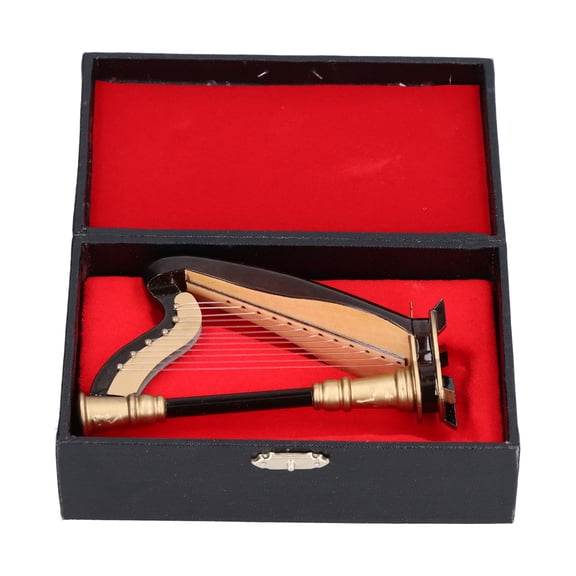 YAHHU Mini Harp Model Musical Instrument Replica Home Office Table Decoration Ornament MG-253, 6.69 inches / 17 cm, Wood