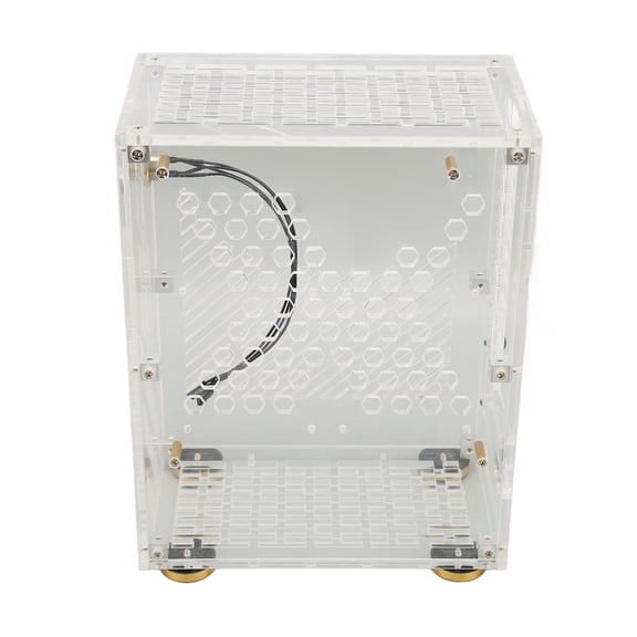 YAHHU Mini ITX Case 4.3L Clear Acrylic Panel Computer Case for FLEX 1U Power Supply, 360 Degree Open Cooling Chassis, Supports 2.5in SSD, Transparent (9.5 in / 24.1 cm)