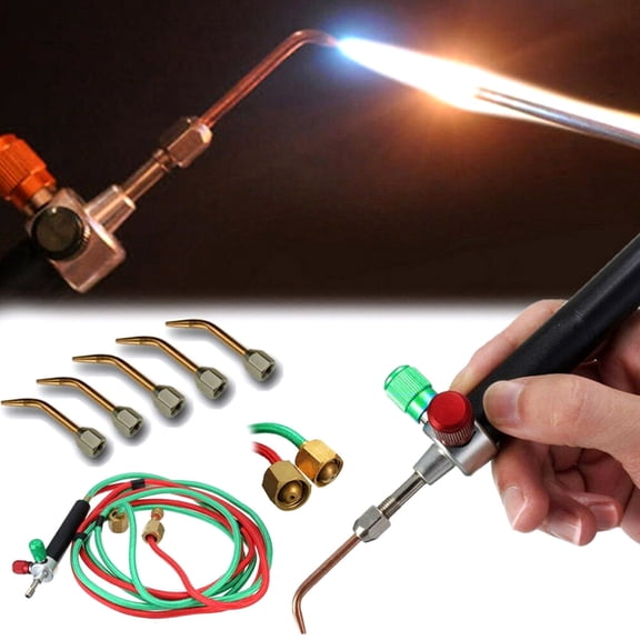 YAHHU Mini Jewelry Gas Soldering Torch Premium Brazing Cutting Welding Tool with 5 Interchangeable Torch Tips and 1.5m Hose for Precise Crafts and Metals (8.46 x 5.9 x 2.36 inches / 21.5 x 15 x 6 cm)